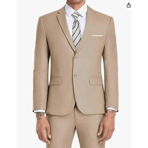 JPF Store Mens Tan Suit Set Jacket Pants Tie Retro Style LARGE